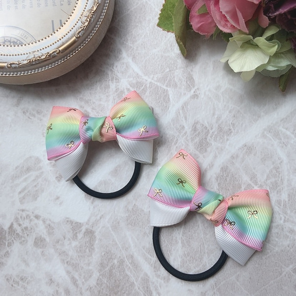 ニジ カラー リボン ツインセット 虹 NiziU 好き に ♡♡ ヘアゴム