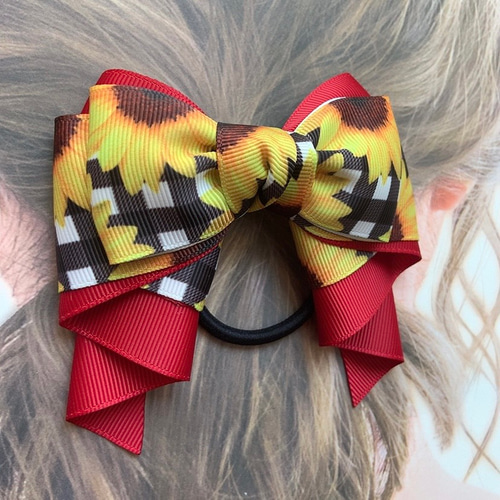 リボンヘアゴム♡カノンリボン～long～♡ツイードブラック♡ハンドメイド