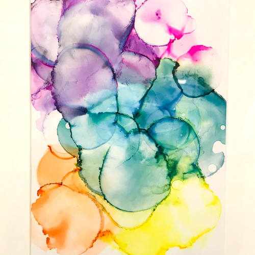 アルコールインクアート 原画 No.93 アルコールインクアート 原画 ラミネート A4サイズ 絵画 森の