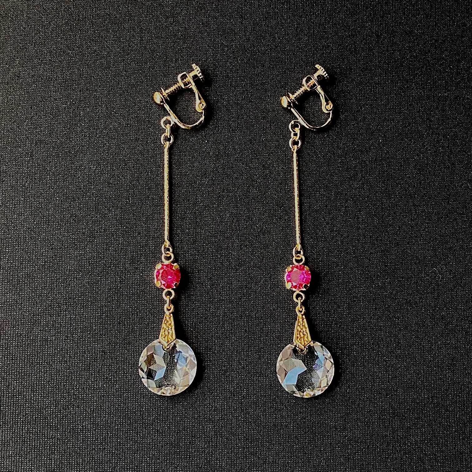 ルビーと丸いスワロフスキーのロングスティック #0003