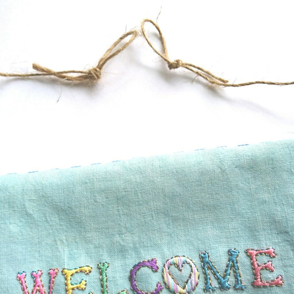 上質なリネン お魚 刺繍 タペストリーレインボーフィッシュ お魚のwelcome  壁掛け♥️ハローサーカス 4枚目の画像