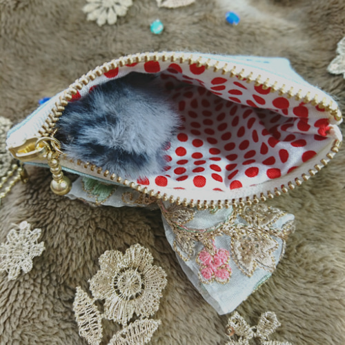 トリプルフラガール刺繍 小物ポーチ 小銭入れ・コインケース