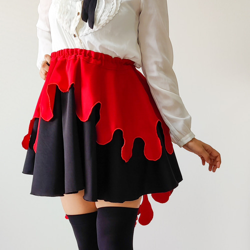 赤×黒 ドロップ全円フレアスカート フレアスカート サイキョウソウビ 