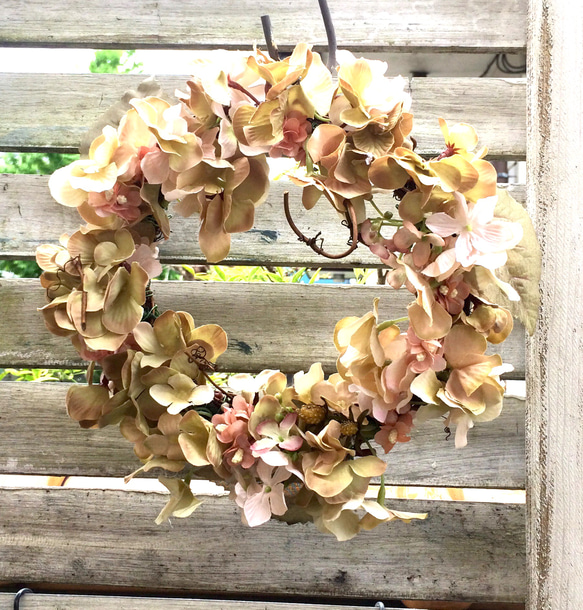 〜Antique wreath〜アンティークあじさいのグラデーションリース