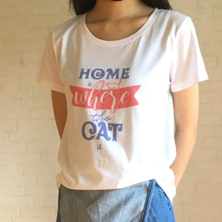 Home is where the cat is レディース ロゴTシャツ 1枚目の画像