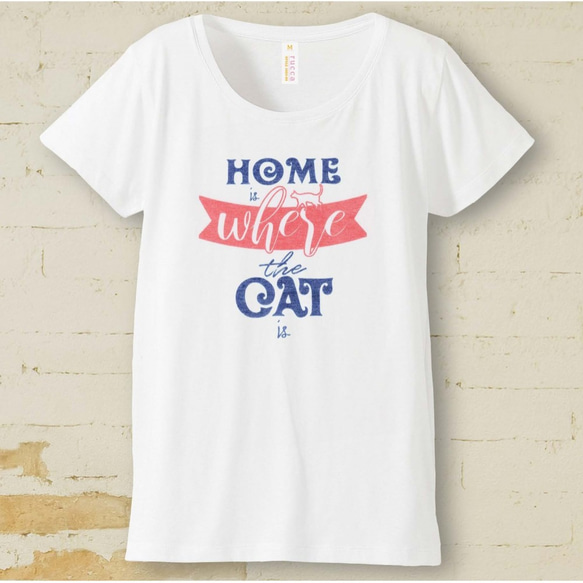 Home is where the cat is レディース ロゴTシャツ 2枚目の画像