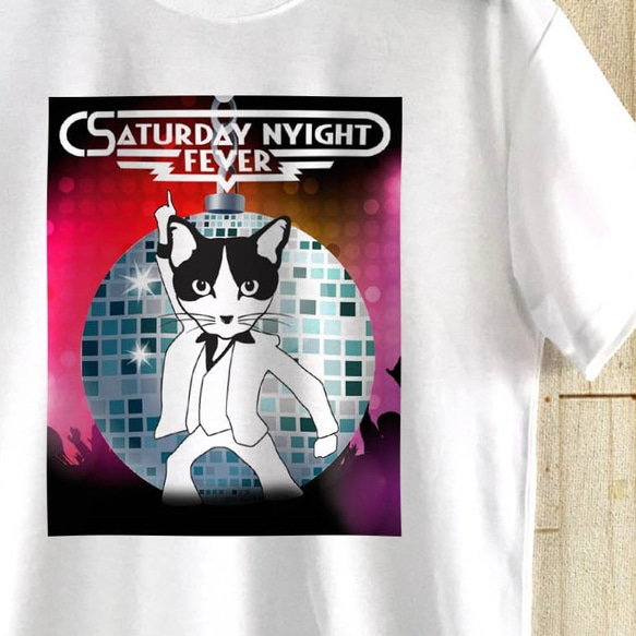 Saturday Nyight Fever / ニャイトフィーバーTシャツ 2枚目の画像