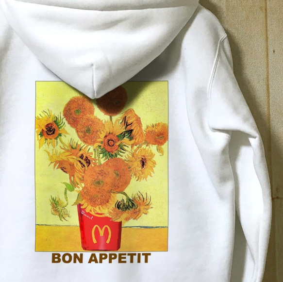 BON APPETIT / 絵画プリントプルオーバーパーカー 2枚目の画像