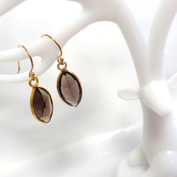 宝石質スモーキークォーツ×14KGFフックピアス ピアス（フック