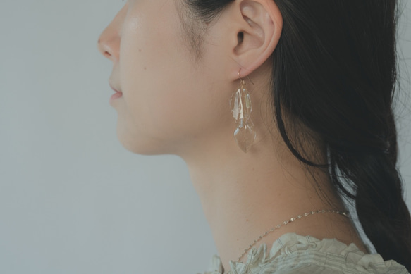 <受注製作>- leaf -pierce＊dried flower gold L＊14kgf 8枚目の画像