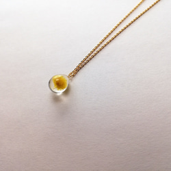 <受注製作>-shizuku-necklace＊dried flower mimosa ＊14kgf 1枚目の画像