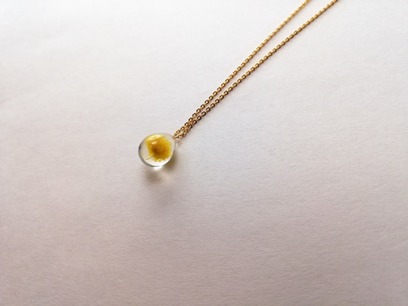 <受注製作>-shizuku-necklace＊dried flower mimosa ＊14kgf 1枚目の画像