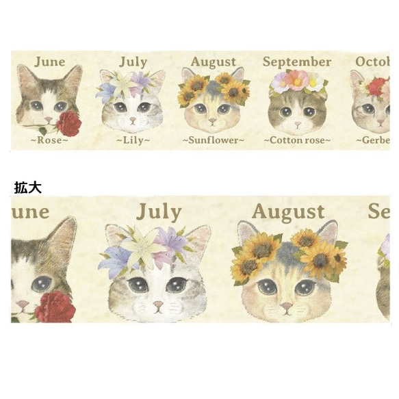 マスキングテープ ねこ「fleurs＆chats～Book～」×２ 1枚目の画像