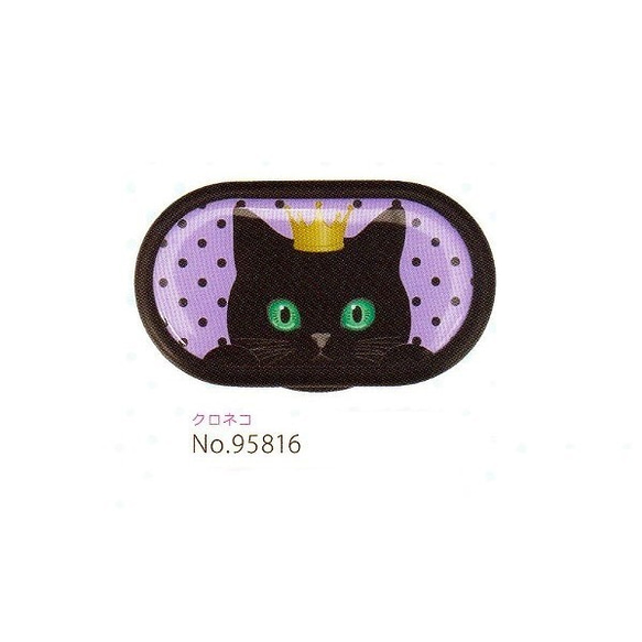 セール♪ネコ柄　コンタクトレンズ/ピルケース　王冠の黒ネコ 2枚目の画像
