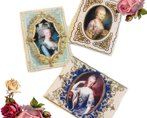 マリーアントワネット肖像画のミニカード18枚セット メッセージカード