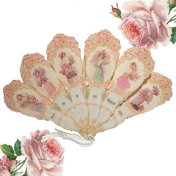 ヴィクトリアンファンカード 扇子型カード 花束の貴婦人 ヴィクトリア