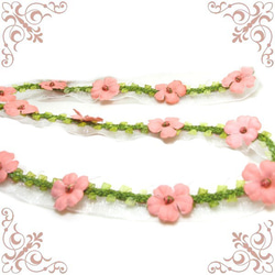 ピンク５つ花のトリム 50cm　　手芸　クラフト材料 1枚目の画像