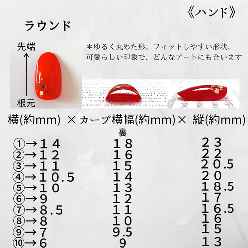 チップサイズ確認表(展示) ネイルチップ（つけ爪） milimilanail 通販