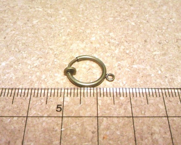 カン付きスプリング式フープイヤリング４個金古美13㎜ 2枚目の画像