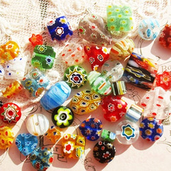 【限定価格セール！】 ミルフィオリガラスビーズ小中ミックス30個 ビーズ HONEYBEETAIL アクセサリー