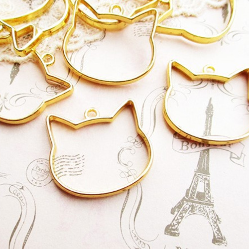猫顔レジン枠空枠6個ゴールド チャーム HONEYBEETAIL 通販 6479068