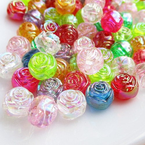 薔薇アクリル丸ビーズ150個オーロラ ビーズ HONEYBEETAIL 通販 8650310