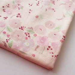 立体ガーゼ布マスクキット２個用ピンク花（初心者でも作れるレシピのオプション付き） 1枚目の画像