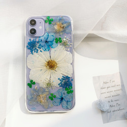 乙女のコスモス スマホリング 押し花スマホケース iPhone15・Xperia・Galaxy・AQUOSケース 3枚目の画像