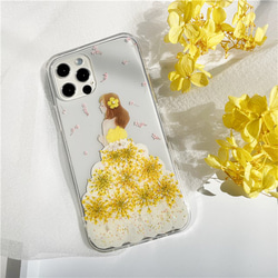 【イエロー系ドレス 】押し花スマホケース iPhone15・Xperia・Galaxy・AQUOSケース 1枚目の画像