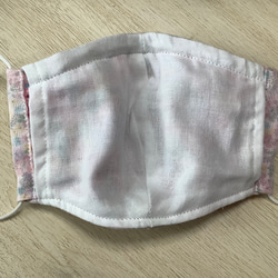 立体マスク　大人サイズ　花柄小　ピンク　ハンドメイド　フィルターポケット付き　ダブルガーゼ 2枚目の画像