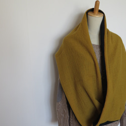 再販×4  wool 100% ガーゼ ねじりスヌード  mustard&deepgreen 4枚目の画像