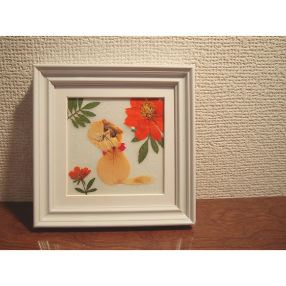 ふりむき猫／押し花専用フレーム 2枚目の画像