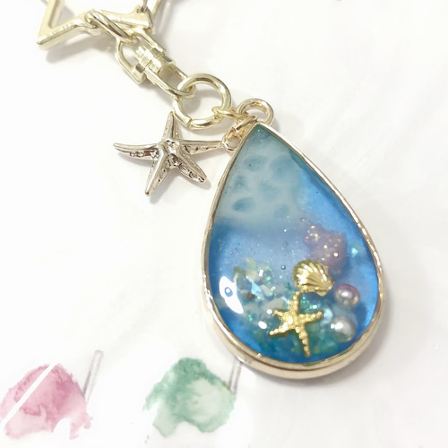 レジン 雫型 海キーチェーン その他アクセサリー 紫雲 通販