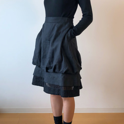 黒リネン バルーンスカート 1枚目の画像