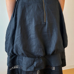 黒リネン バルーンスカート 7枚目の画像