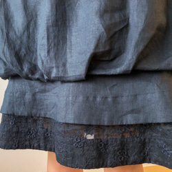 黒リネン バルーンスカート 9枚目の画像