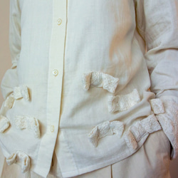 白レースリボンシャツ 4枚目の画像