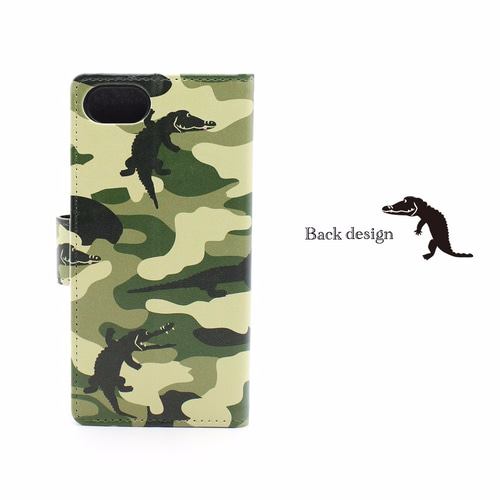 ワニの迷彩 手帳型スマホケース ブランド/リトルアニマル キャラクター