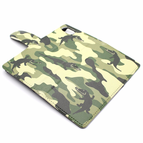 ワニの迷彩 手帳型スマホケース ブランド/リトルアニマル キャラクター