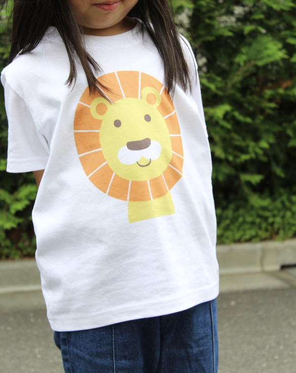ライオン　半袖Tシャツ／カットソー　キッズ　フリーサイズ　アパレル／アニマルモチーフ 5枚目の画像