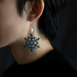 【creema限定】*＊SnowFlake 冬限定スペシャルセット＊* ーインディゴブルー　ピアス／イヤリング 6枚目の画像