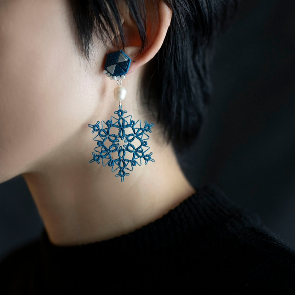 【creema限定】*＊SnowFlake 冬限定スペシャルセット＊* ーインディゴブルー　ピアス／イヤリング 7枚目の画像