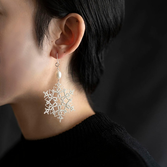 【冬限定スペシャルセット】*＊SnowFlake＊* ースノーグレイ　ピアス／イヤリング　 6枚目の画像