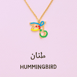 阿拉伯文“HUMMINGBIRD”字母圖片耳環（耳環、外科不銹鋼耳環硬件更換免費） 第2張的照片