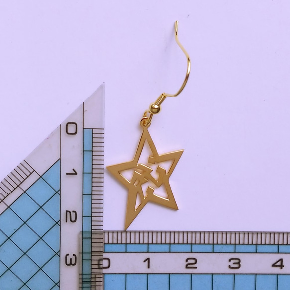 アラビア語でデザイン “STAR(星)” 文字絵ピアス (イヤリング、サージカルステンレスピアス金具に交換無料) 8枚目の画像
