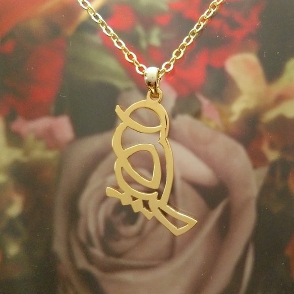 コーラン　アラビア文字　ペンダント アリフ・ヴァヴ文字ネックレス：ローズゴールドのコーラン詩チャーム