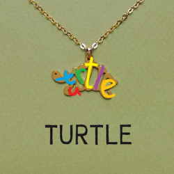 英語 “TURTLE(亀)” 文字絵 ペンダント 3枚目の画像