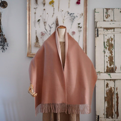 〇コーラルオレンジストール〇 カシミア100％ ダブルフェイス