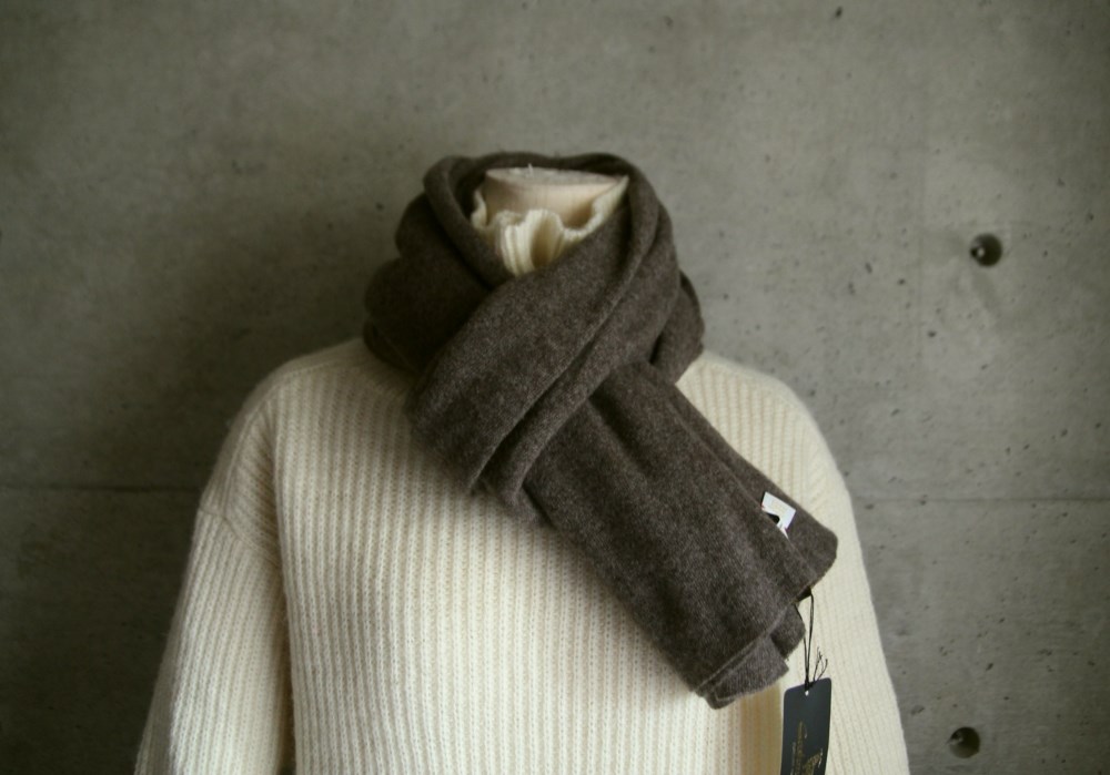 ○モカブラウン(メランジ)○　ピュアカシミア100％ ウォッシャブル○ 手洗い可 吊編み丸胴 スヌードにもなります。