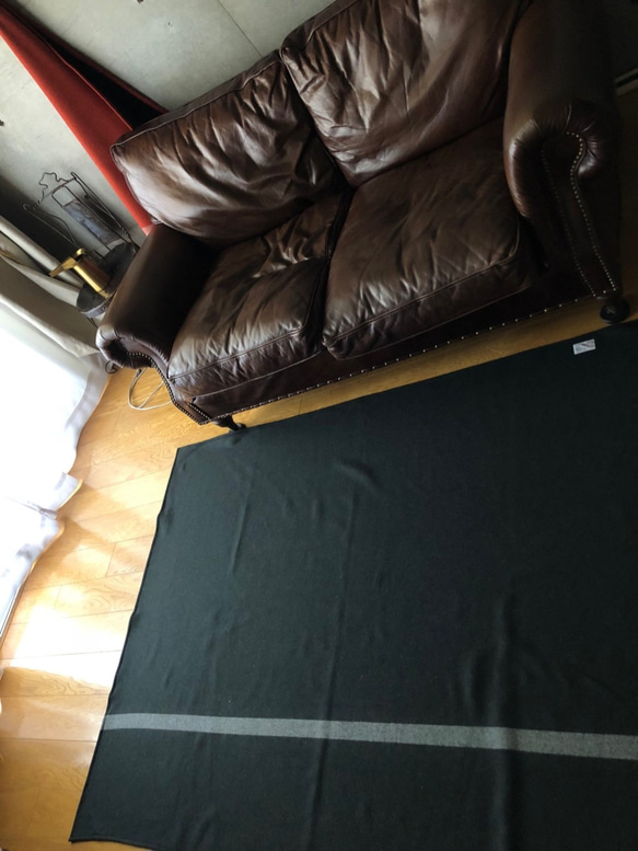 ○ 羊毛地毯 ○ 作為超大毯子 ^^ 綠色線條的榻榻米大約是 2 張。 148cmx200cm 第6張的照片